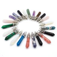 Gemstone Necklaces, Natural Stone, with Zinc Alloy, Conical, platinum color plated & Unisex Approx 14.96 Inch 