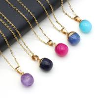Gemstone Necklaces, with Zinc Alloy, gold color plated, fashion jewelry .75 Inch 