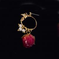 Resin Zinc Alloy Earring, with Glass Pearl & Resin, gold color plated, fashion jewelry, mixed colors, 50mm 