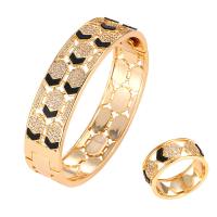 Cubic Zirconia Micro Pave Brass Jewelry Sets, bangle & finger ring, plated, micro pave cubic zirconia & for woman 