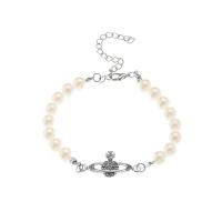 Plastic Pearl Bracelets, Zinc Alloy, with Plastic Pearl, plated, anti-fatigue & for woman & with rhinestone cm 