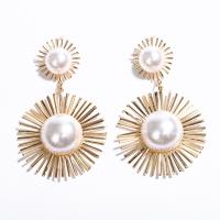 Kunststoff Perle Zink Legierung Ohrring, Zinklegierung, mit Kunststoff Perlen, plattiert, für Frau, keine, 85x52mm, verkauft von Paar