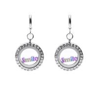 Huggie Hoop Drop Earring, acier inoxydable, pour femme & avec strass, argent Vendu par paire