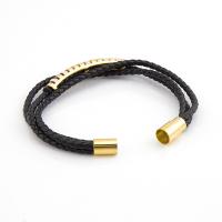 Titanium Steel Bracelet & Bangle, with leather cord, Unisex .5 cm 