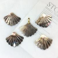Brass Shell Pendants, Freshwater Shell, with Brass, Fan, gold color plated, fashion jewelry 