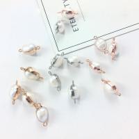 Freshwater Pearl Connector, with Brass, plated, fashion jewelry 