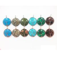 Gemstone Brass Pendants, with Brass, Tree, plated, fashion jewelry & DIY 43mm 