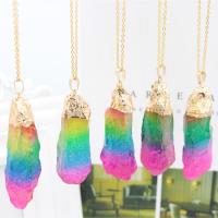Rainbow Quartz Necklace, with Brass, irregular, gold color plated, Unisex, multi-colored, 70mm Approx 18.9 Inch 