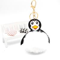 PU Leather Key Chain, with Plush & Zinc Alloy, Penguin, gold color plated, Unisex 