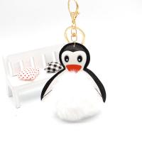 PU Leather Key Chain, with Plush & Zinc Alloy, Penguin, gold color plated, Unisex 