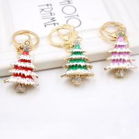 Zinc Alloy Key Clasp, Christmas Tree, gold color plated, Unisex & with rhinestone 