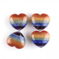 Rainbow Stone Decoration, Heart, 3D effect, mixed colors 