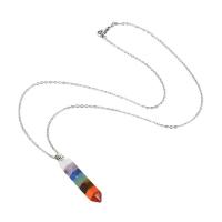 Gemstone Necklaces, with Zinc Alloy, silver color plated mixed colors .69 Inch 