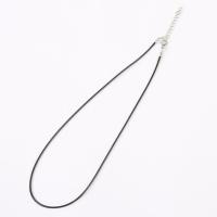 Waxed Necklace Cord, Wax Cord, with Iron, silver color plated, DIY & Unisex, black .69 Inch 