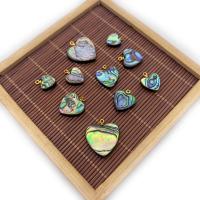 Abalone Shell Pendants, with Brass, Heart, gold color plated 10-20mm 