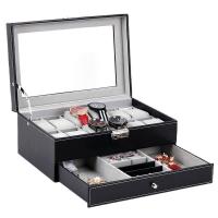 Middle Density Fibreboard Jewelry Set Box, with PU Leather & Velveteen, Double Layer & durable 