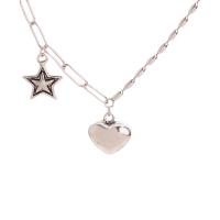 Латунь Ожерелье, Сердце, плакирован серебром, ювелирные изделия моды & Женский длина:Приблизительно 18.5 дюймовый, продается PC