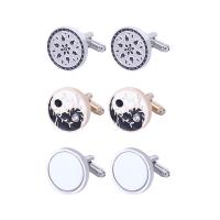 Zinc Alloy Cufflinks, plated & for man & with rhinestone, white and black 