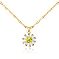 Cubic Zircon Micro Pave Brass Necklace, micro pave cubic zirconia & for woman, golden cm 