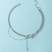 Zinc Alloy Necklace, for woman, silver color .8 cm 