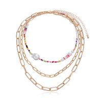 Mode-Multi-Layer-Halskette, Zinklegierung, mit Seedbead & Polymer Ton & Kunststoff Perlen & Acryl, plattiert, drei Schichten & Modeschmuck, keine, 36cm,40cm,45cm, verkauft von PC