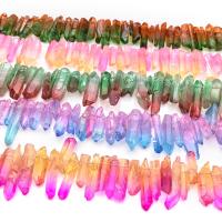 Gefärbte Quarz Perlen, Klarer Quarz, Unregelmäßige, Farbverlauf & facettierte, keine, 8-10mmx20-30mm, ca. 60PCs/Strang, verkauft von Strang