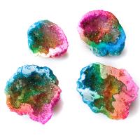 Ice Quartz Agate Minerals Specimen, irregular, druzy style, multi-colored, 25-55mm 