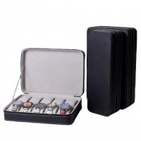 Leather Watch Box, PU Leather, with Middle Density Fibreboard, durable black   