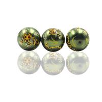 Glass Beads, Round, DIY, green, 20mm 