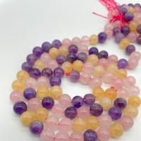 Gemischte Farbe Quarz Perlen, Super-7, rund, DIY & verschiedene Größen vorhanden, gemischte Farben, 6-10mm, Länge:14.96 ZollInch, verkauft von Strang
