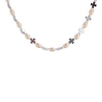 Bracelets en laiton, avec perle de plastique, Trèfle à quatre feuilles, Placage de couleur argentée, Style coréen & pour femme Environ 8.6 pouce, Vendu par PC