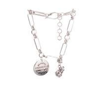 Brass Bracelets, Fortune Cat, silver color plated & with letter pattern & for woman  Approx 8 Inch 