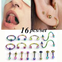 Stainless Steel Body Piercing Jewelry Set, plated, fashion jewelry & Unisex 7-16mm 