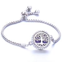 Perfume Aromatherapy Bracelet, Stainless Steel, with Zinc Alloy & for woman & with rhinestone & hollow Approx 9.4 Inch 
