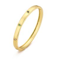 Brass Cuff Bangle, gold color plated, micro pave cubic zirconia & for woman, 58mm 