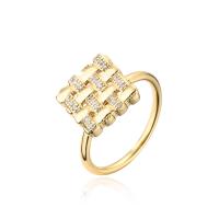 Brass Cuff Finger Ring, gold color plated, Adjustable & micro pave cubic zirconia & for woman, 18mm 