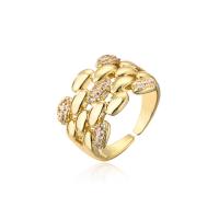 Brass Cuff Finger Ring, gold color plated, Adjustable & micro pave cubic zirconia & for woman, 18mm 