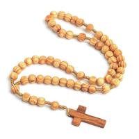 Rosary Necklace, Wood, Cross, polished, Unisex 4.2*2.5cm,10mm Approx 22.05 Inch 