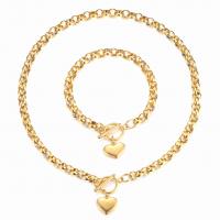 Fashion Stainless Steel Jewelry Sets, bracelet & necklace, Heart, plated, fashion jewelry & for woman Approx 17.72 Inch, Approx 8.66 Inch 