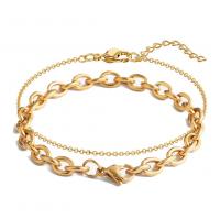 Stainless Steel Chain Bracelets, 304 Stainless Steel, Vacuum Plating & for woman Approx 8.26 Inch 