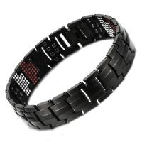 304 Edelstahl Armband, Vakuumbeschichtung, für den Menschen, schwarz, 15mm, Länge:ca. 8.27 ZollInch, verkauft von PC