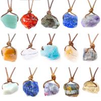 Gemstone Necklaces, Natural Stone, with leather cord, irregular & Unisex 18-28mm Approx 17.72 Inch 