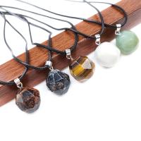 Gemstone Necklaces, Natural Stone, with leather cord, Polygon & Unisex & faceted 15-18mm Approx 17.72 Inch 