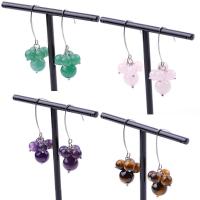 Gemstone Drop Earring, Natural Stone, with Brass, platinum color plated & for woman 57mm 
