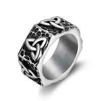 Stainless Steel Finger Ring, silver color plated, for man & enamel, silver color, 11mm 