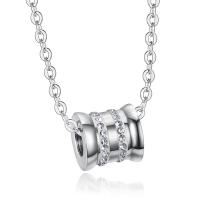 Cubic Zirconia Stainless Steel Necklace, plated & micro pave cubic zirconia .65 Inch 