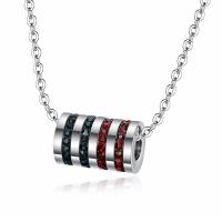 Stainless Steel Jewelry Necklace, Column, silver color plated, with rhinestone, silver color .62 Inch 