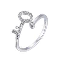 Cubic Zirconia Micro Pave Brass Finger Ring, silver color plated, micro pave cubic zirconia, silver color 