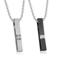 Stainless Steel Jewelry Necklace, Rectangle, plated & with rhinestone .65 Inch 