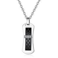 Stainless Steel Jewelry Necklace, Rectangle, plated, with rhinestone, black .65 Inch 